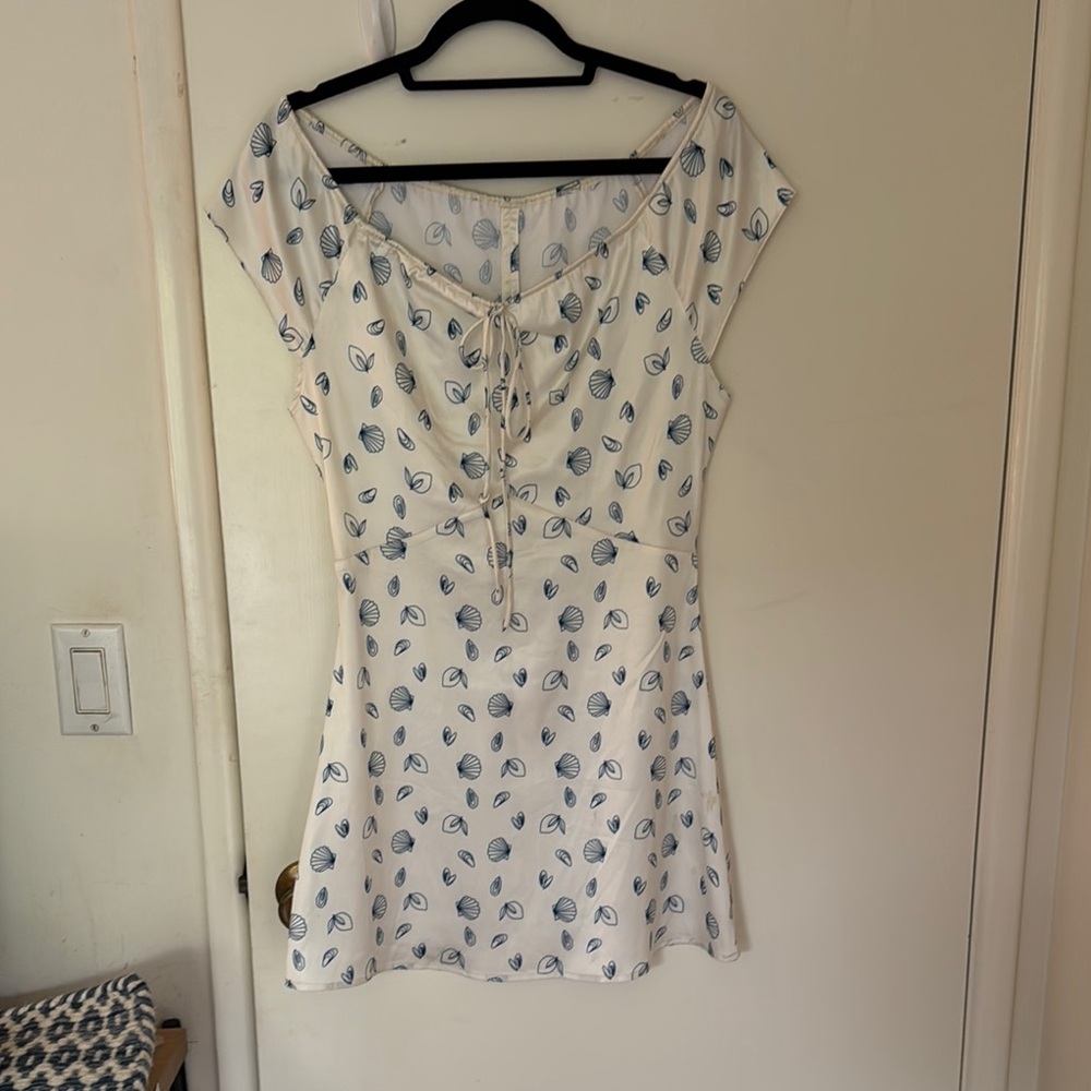 Elegant White and Blue Women's Dress